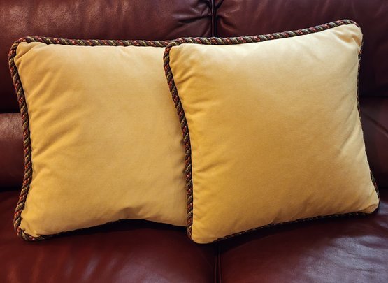 (2) Vintage Leather Throw Pillows