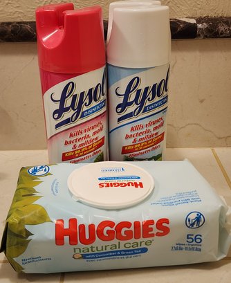 LYSOL Spray Selections And HUGGIES Natural Wipes