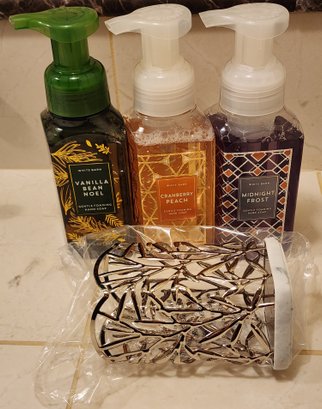 (3) BATH AND BODY WORKS Soap Selections With Metal Holder