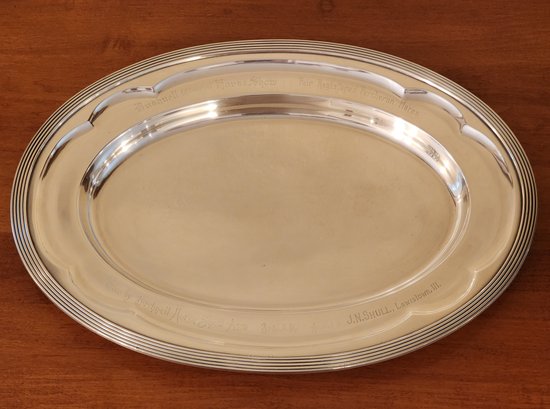 Antique BUSHNELL HORSE SHOW Presentation Silver Plated Tray