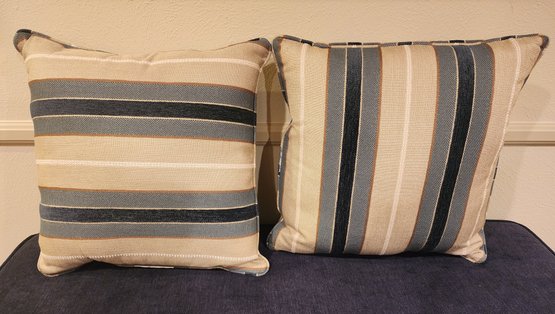 Pair Of (2) Striped Theme Throw Pillow