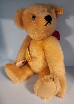 Vintage Made In Germany STEIFF Teddy Bear With Red Bow