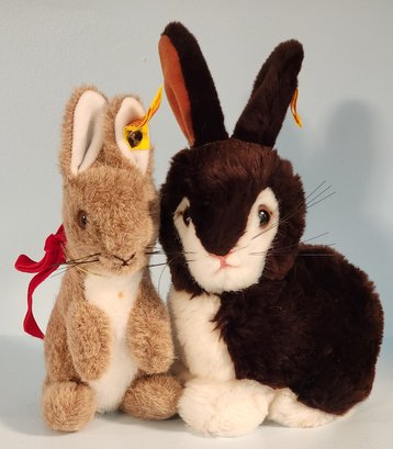 (2) Vintage STEIFF Mohair Bunny Rabbits