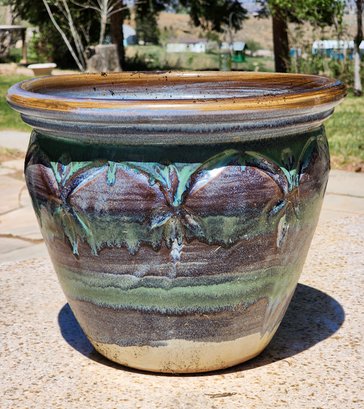 Vintage Large Ceramic Multicolor Glaze Lawn And Garden Flower Pot #2
