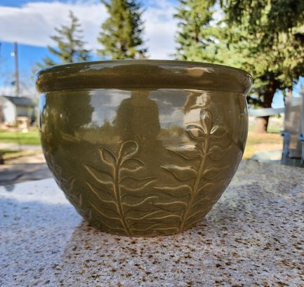 Vintage Ceramic Green Leaf Theme Flower Pot Container