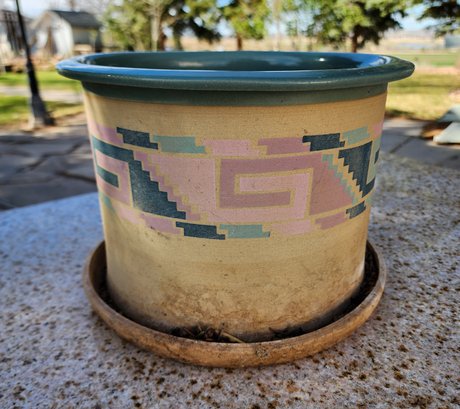 Vintage Ceramic SOUTHWESTERN Style Garden Flower Pot Container