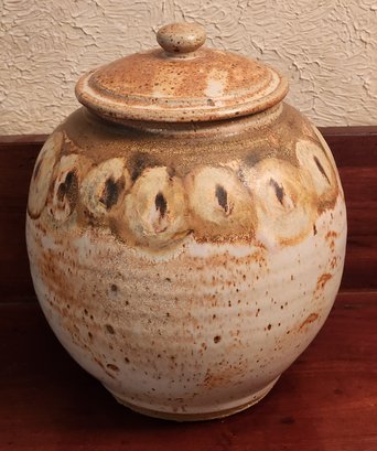 Vintage Handmade Cookie Jar Ceramic Vessel