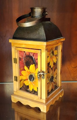 Vintage Wooden Lantern With LED Strip And Home Decor Elements