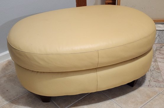 Vintage Synthetic Leather Peanut Butter Color Ottoman