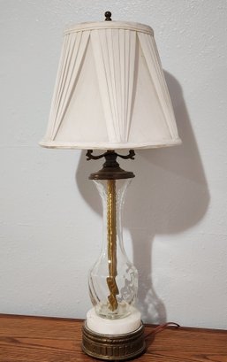 Vintage Brass And Marble Table Lamp