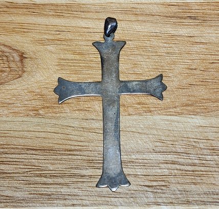 #A4 Vintage .925 Sterling Silver Necklace Cross Pendant Religious Christianity