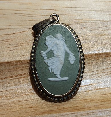 Vintage WEDGWOOD Sterling Silver And Porcelain Cameo Pendant #A8