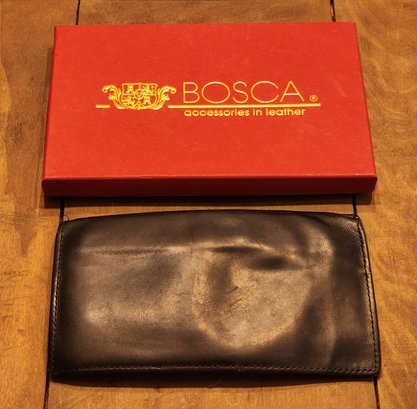 Vintage SADDLER By BOSCA Black Leather Tall Men's Wallet