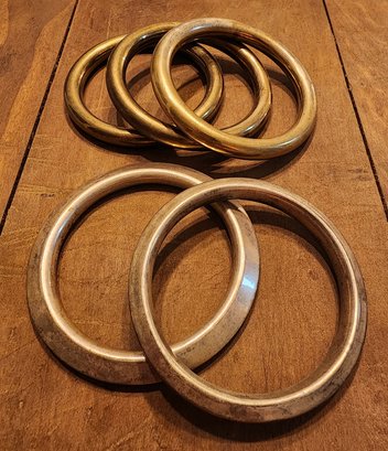 Assortment Of Brass And Silver Tone Bracelets #A19