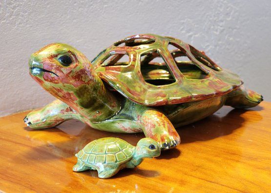 (2) Vintage Ceramic Turtle Figures