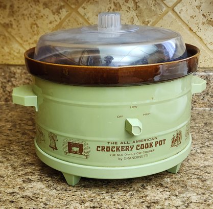 The All American Crockery Cook Pot Mid Century Modern Avocado Green