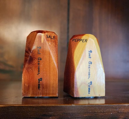 Vintage Set Of Wooden PORT ARANSAS Salt And Pepper Shakers