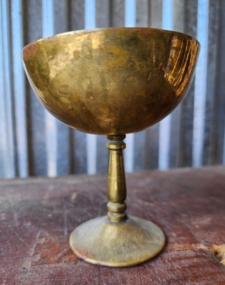 Vintage Pair Of Brass Goblets