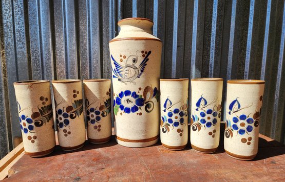 Large Vintage Made In Mexico Ceramic Drinkware Set