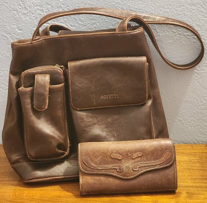 Dark Brown Leather ROSETTI Ladies Purse With Brown Wallet