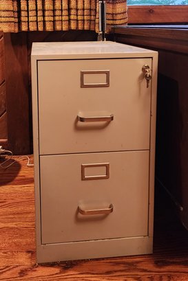 Vintage Metal File Cabinet With Mid Century Modern Lamp