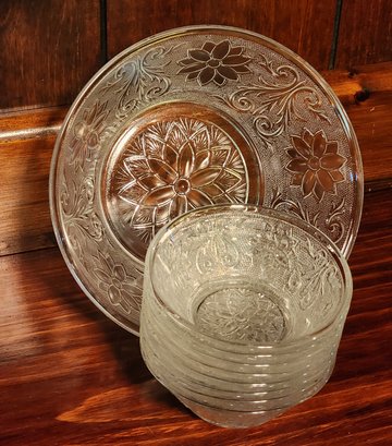 Vintage Cut Glass Punch Bowl Set