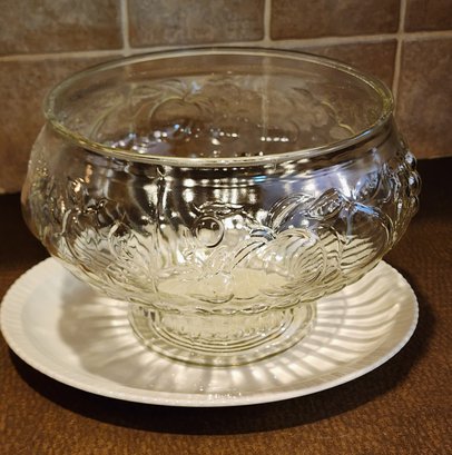 Large Art Glass Bowl And SHELLEDGE Porcelain Platter Tray