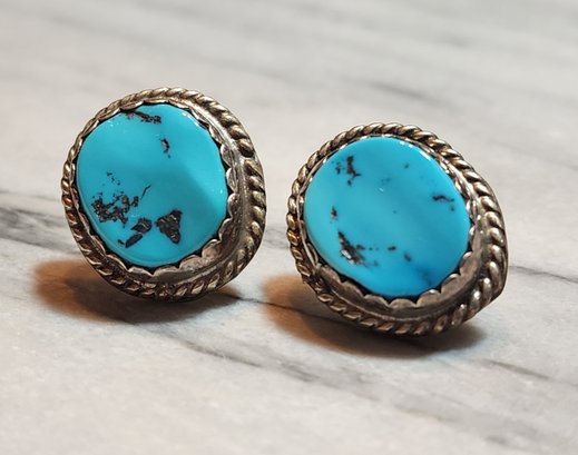 Vintage SIGNED Native American Turquoise Earrings Handmade #S24