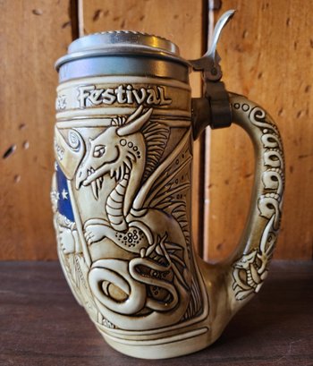 Vintage 1975 Texas Reniassance Festival Beer Stein Ceramic Made In Brazil