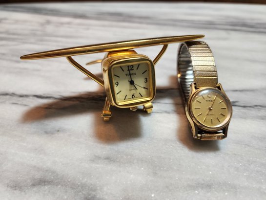 Vintage Set Of TIMEX Watches - Desktop Plant And Wristwatch #S42