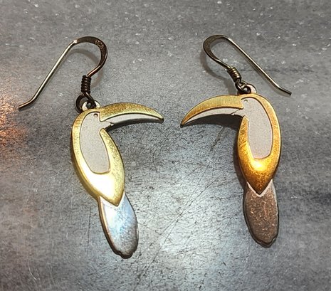 Vintage Set Of Sterling Silver Bird Theme Earrings #S47