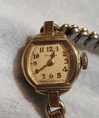 Vintage Manual Wind 14k Yellow Gold Filled Ladies WALTHAM Wristwatch With Adjustable Band #S52
