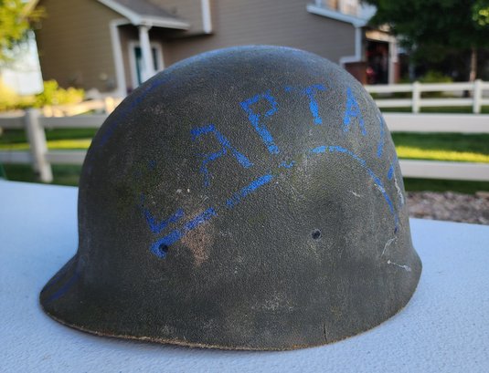Vintage Military Style Helmet With Handpainted Accents