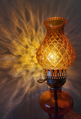 Vintage Tangerine Mid Century Modern Glass Lamp