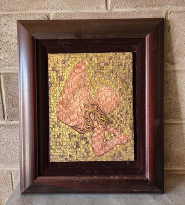 Vintage Framed Fine Art Selection- Mixed Media Woven Fabric And Painted