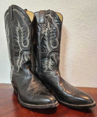Vintage TONY LAMA Men's Size 10D Black Cowboy Boots