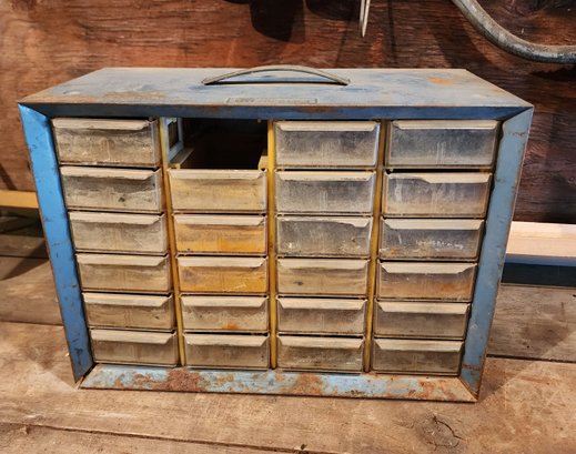 Vintage Metal Organizer Box With Plastic Trays