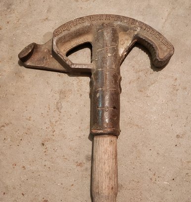 Vintage Pipe Bender Tool With Wooden Handle