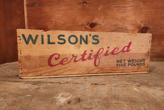 Vintage WILSON'S CERTIFIED Wooden Advertising Box Home Decor Farmhouse