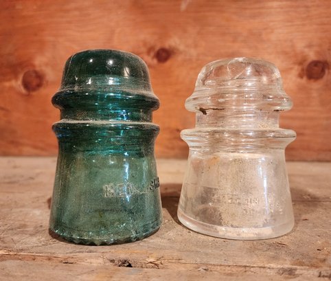 (2) Vintage Glass Cap Insulator Selections