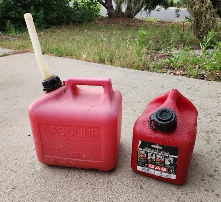 (2) Plastic Gas Cans - 1 And 2 Gallon Options