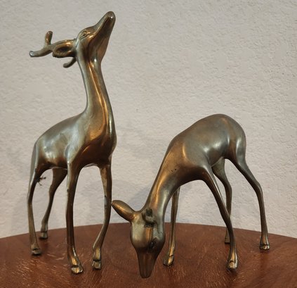(2) Vintage Brass Deer Home Decor Figures