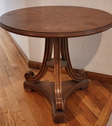 Vintage Wooden Pedastal Low Profile Table