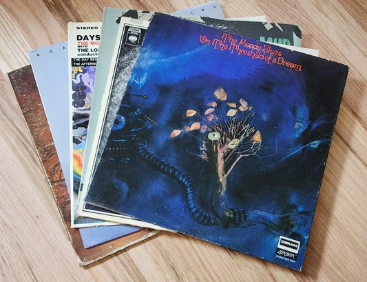 Assortment Of Vintage Vinyl Records Feat THE MOODY BLUES ON THE THRESHOLD OF A DREAM