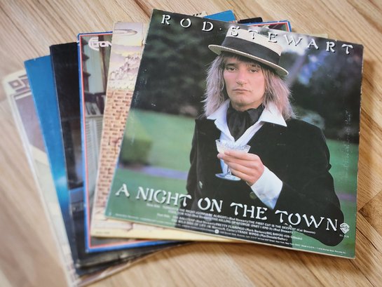 Assortment Of Vintage Vinyl Records Feat ROD STEWART A NIGHT ON THE TOWN