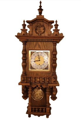 Vintage Grand Wooden Case Wall Clock