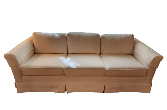 Large 7' Contemporary White Upholstered Sofa