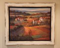 Tuscan Landscape SIGNED Oil Painting GICLEE PRINT Framed Art With Village And Rolling Hills In The Distance