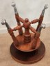 Vintage Wooden Rotating Stool With Claw Foot Accent