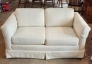 Vintage White Upholstered Loveseat Sofa